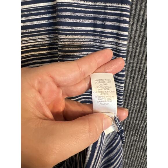 Pure Jill Womens Midi Dress Size Medium Striped Coastal Comfort Cotton Modal - Picture 7 of 9